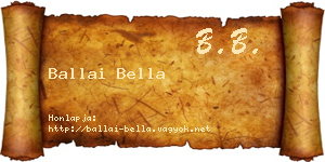 Ballai Bella névjegykártya